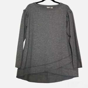 Chico’s Zenergy Womens Asymmetric Hem Tunic Long Sleeve Top Gray Size 16